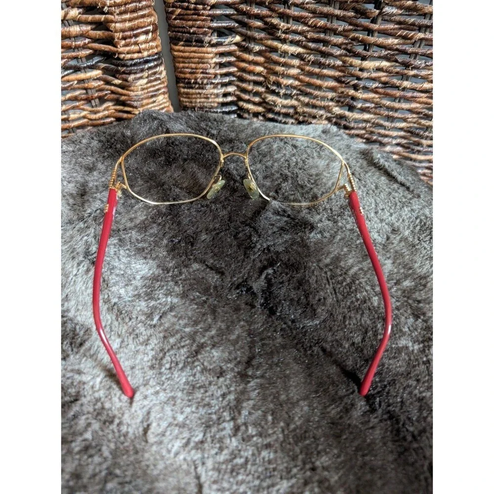 Vintage Christian Dior Eyeglasses Frames Red Butterfly Gold Logo Retro Glasses